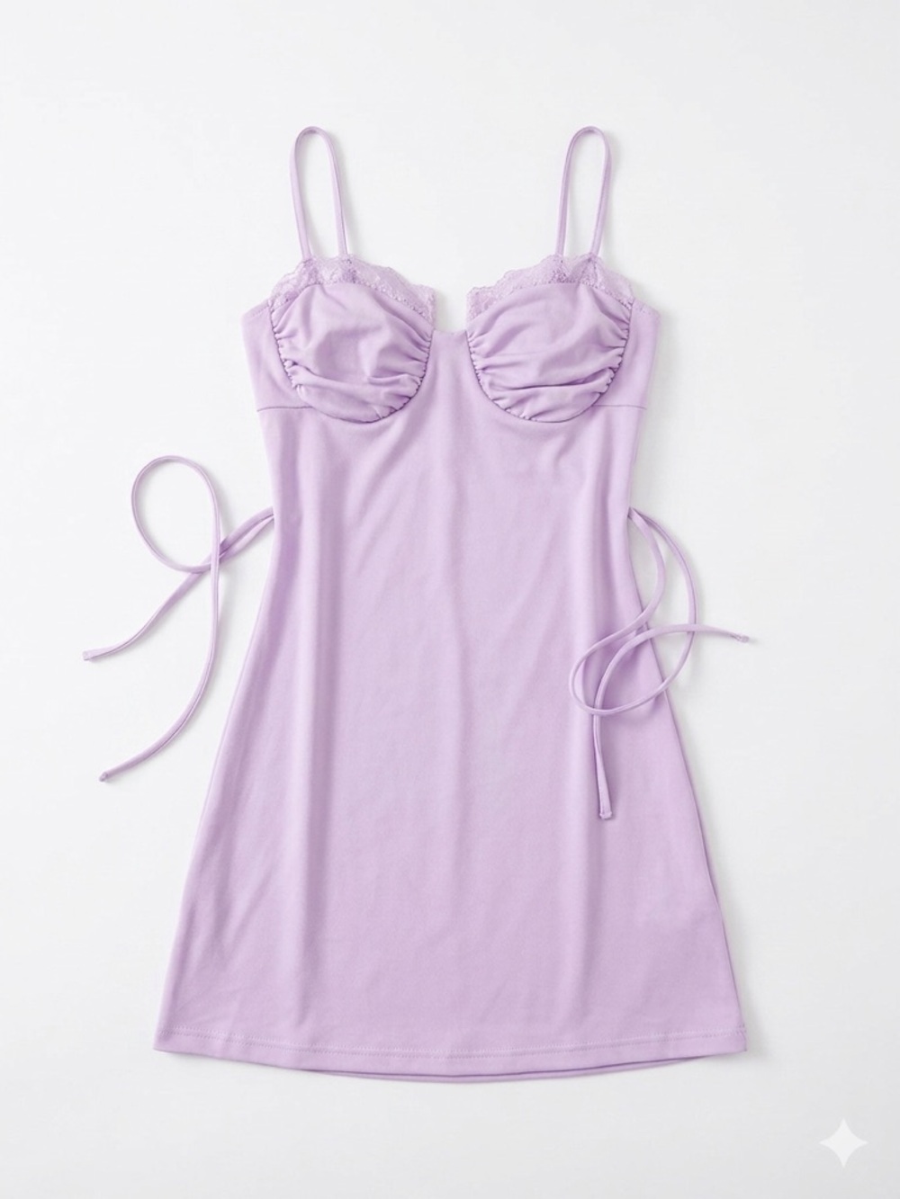 Fashion Nova Lavender Lace-Trim Mini Dress